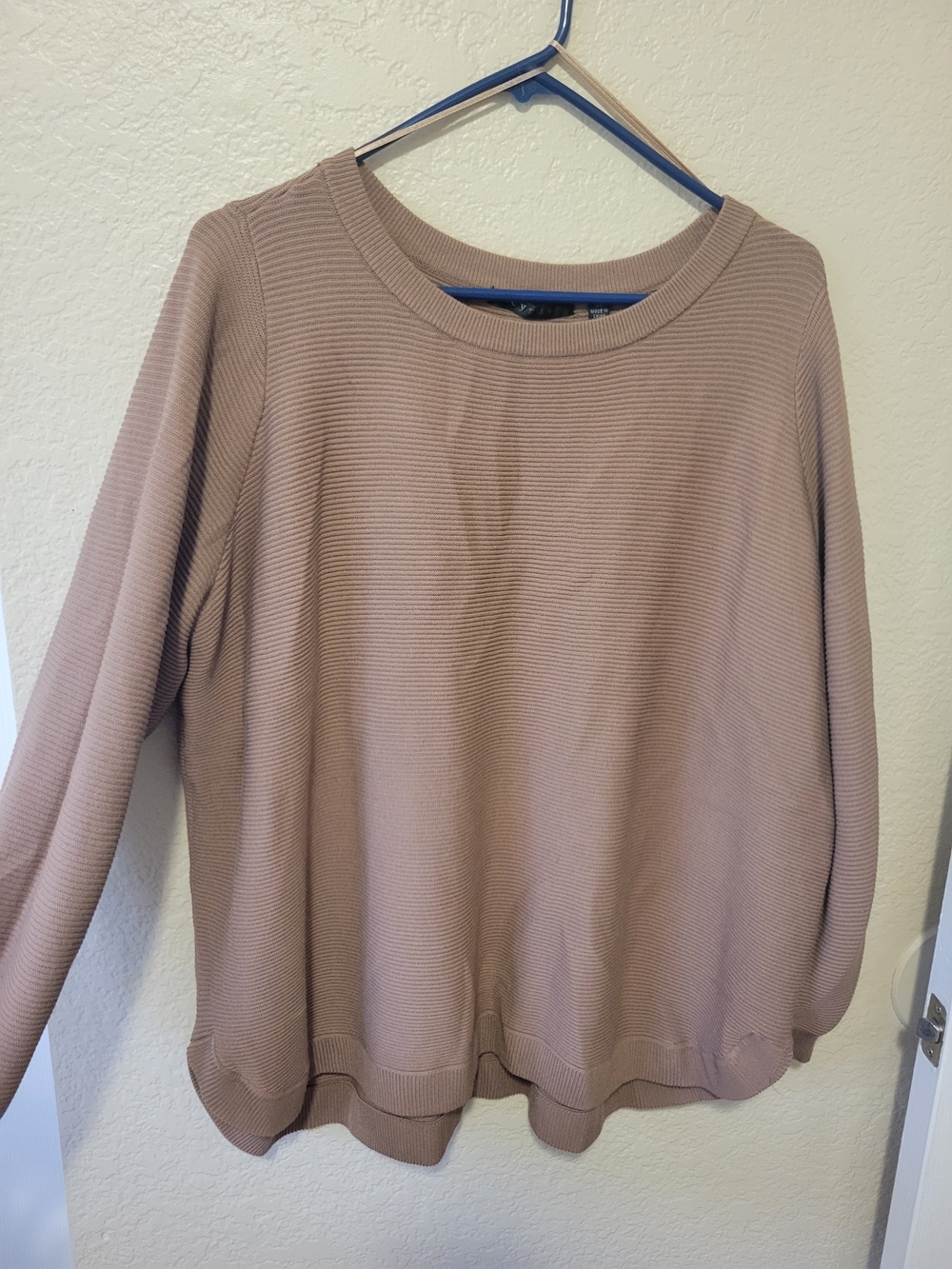 Cyrus Taupe Ribbed Crewneck Sweater